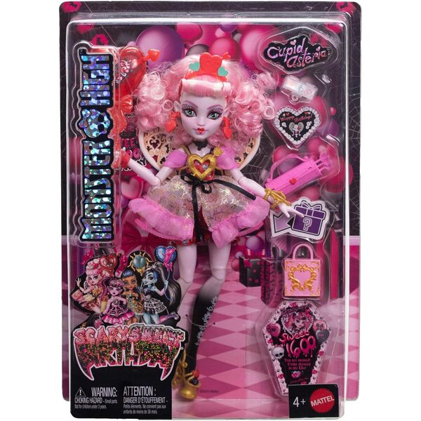 Monster High Cupid Asteria Scary Sweet Birthday con Accessori e Vestito da Festa
