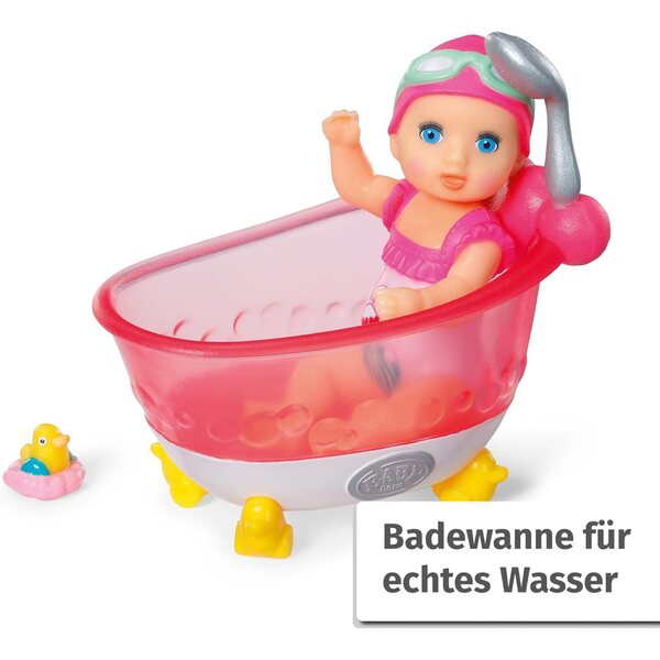 BABY born Minis Amy mit Badewanne, Puppe 7 cm mit gelber Ente