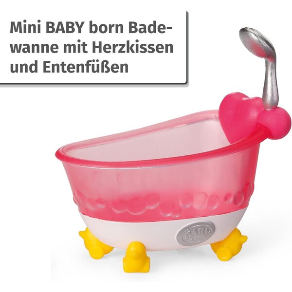 BABY born Minis Amy mit Badewanne, Puppe 7 cm mit gelber Ente