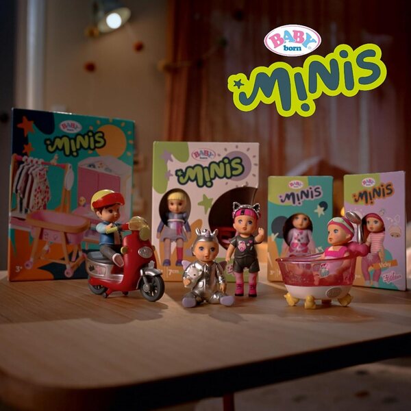 BABY born Minis Amy mit Badewanne, Puppe 7 cm mit gelber Ente