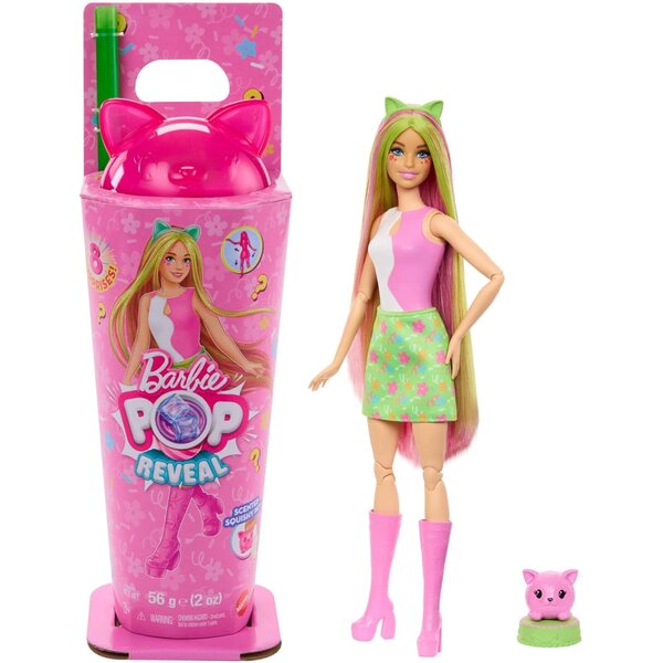 Barbie Pop Reveal Shakes-Serie mit 8 Überraschungen, Duftpuppe und Zubehör