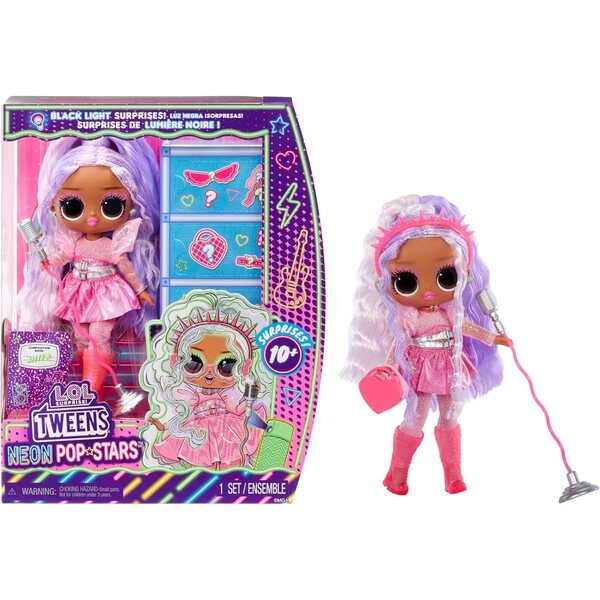 L.O.L. Überraschung! Tweens Neon Pop Stars Kitty K mit Neonmode und exklusiven Accessoires