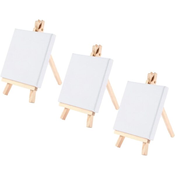 Vaguelly 3 Mini Cavalletti Triangolari in Legno Bianco Resistenti per Decorazione DIY