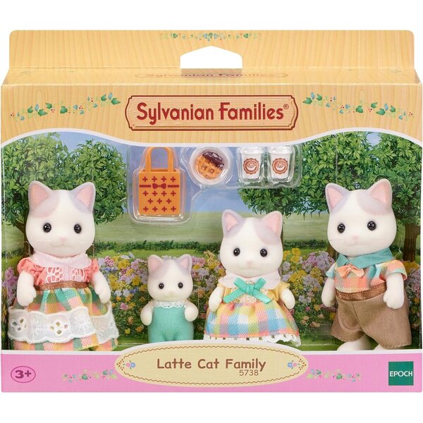 Sylvanian Families – Milchkatzenfamilie mit Zubehör und beweglichen Figuren