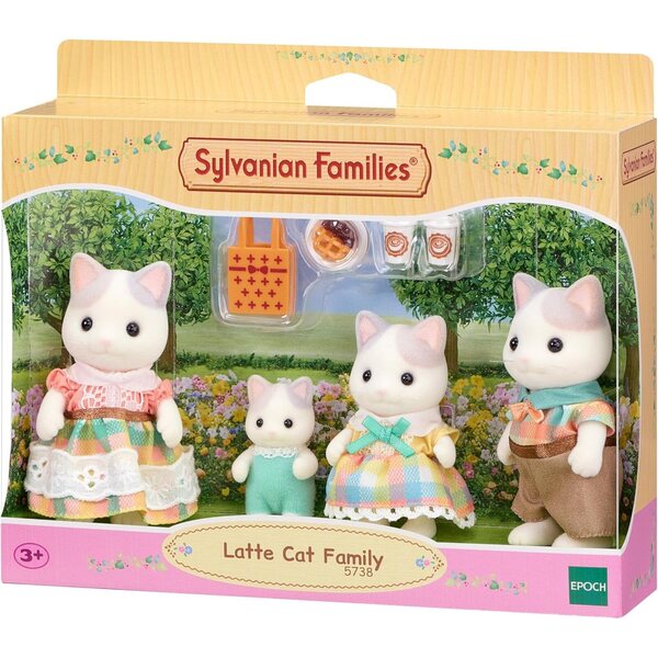 Sylvanian Families – Milchkatzenfamilie mit Zubehör und beweglichen Figuren