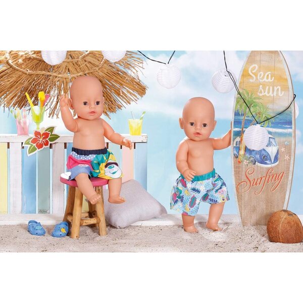 BABY born Holiday Badeshorts per bambole 43 cm in 2 design casuale, estive e colorate
