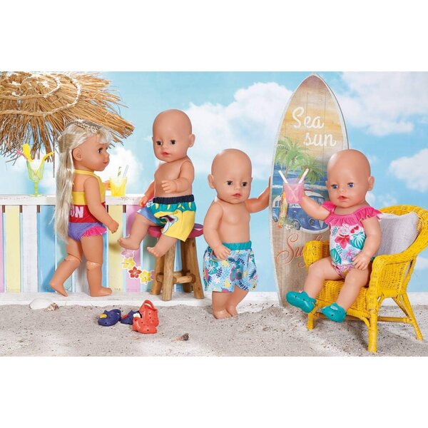 BABY born Holiday Badeshorts per bambole 43 cm in 2 design casuale, estive e colorate