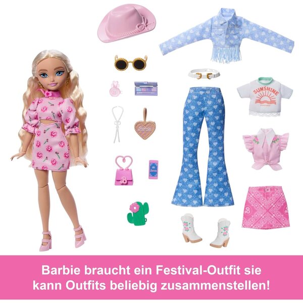 Barbie Dream Besties Set Festival-Looks con Moda e Accessori per Bambine creative
