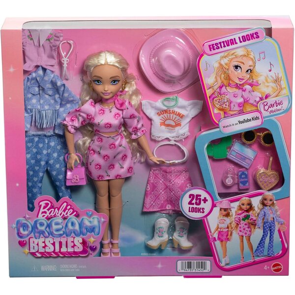 Barbie Dream Besties Set Festival-Looks con Moda e Accessori per Bambine creative
