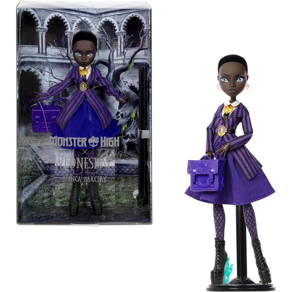 Bianca Barclay Monster High x Wednesday mit Accessoires und Nevermore Academy-Uniform