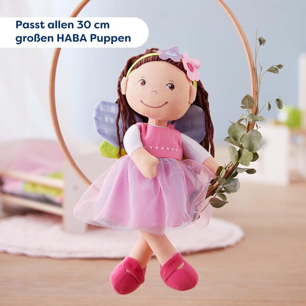 HABA Fairy Magic Puppenkleidung 2-teilig für 30 cm Puppen ab 18 Monaten, Kleid mit Flügeln