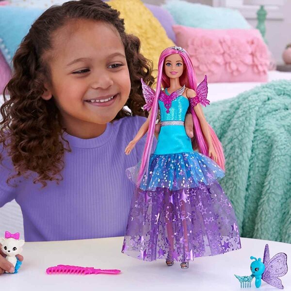 Barbie Malibu mit glitzerndem Kleid, Accessoires und Tieren für Kinder ab 3 Jahren