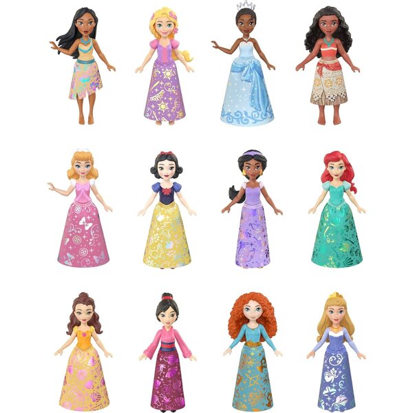 Mattel Disney Princess Pack: 12 kleine bewegliche Puppen in ikonischen Disney-Kleidern