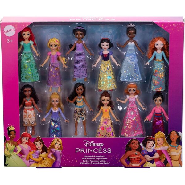 Mattel Disney Princess Pack: 12 kleine bewegliche Puppen in ikonischen Disney-Kleidern