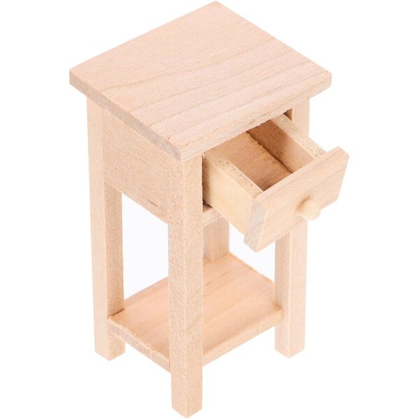 Mikinona Mini Comodino in Legno Giallo per Casa delle Bambole, Accessorio Decorativo Miniatura