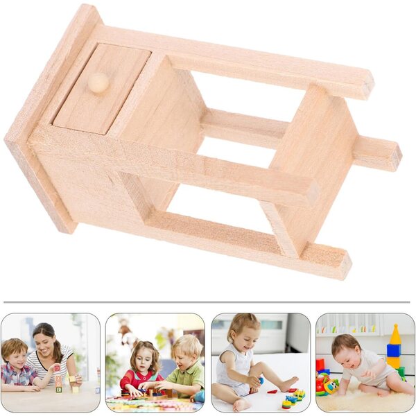 Mikinona Mini Comodino in Legno Giallo per Casa delle Bambole, Accessorio Decorativo Miniatura