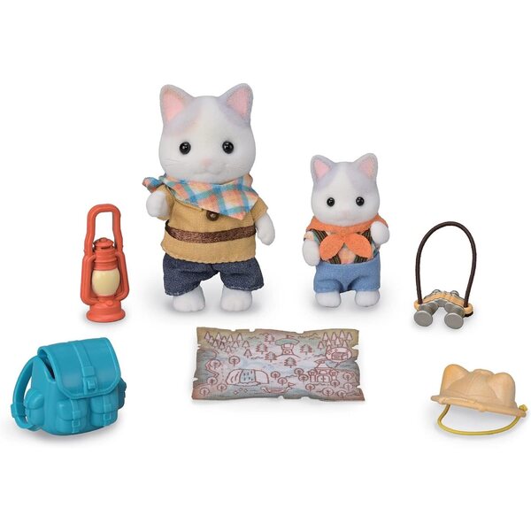 Sylvanian Families Abenteuerset mit zwei Figuren, Milchkatzenvater und Sohn für Kinder ab 3 Jahren