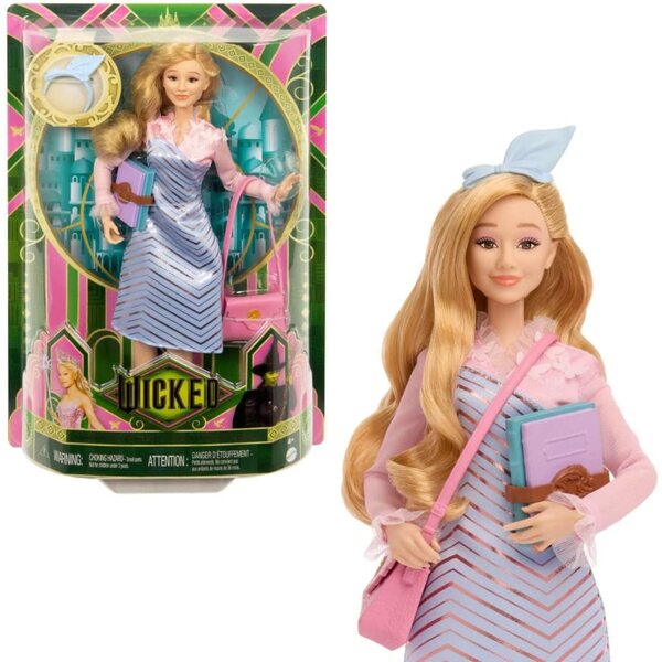 Mattel Glinda Fashion Doll mit blonden Haaren und abnehmbarer Uniform, inspiriert von Wicked