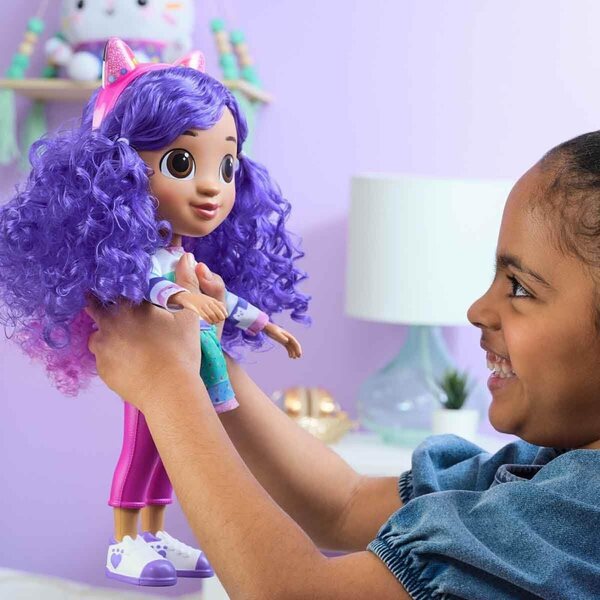 DREAMWORKS GABBY'S DOLLHOUSE – Interaktive Puppenparty Gabby mit Geräuschen und Katzenohren, 33 cm