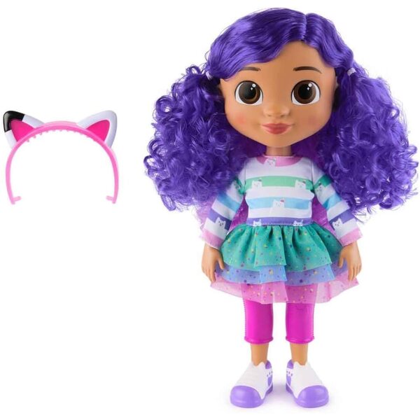 DREAMWORKS GABBY'S DOLLHOUSE – Interaktive Puppenparty Gabby mit Geräuschen und Katzenohren, 33 cm