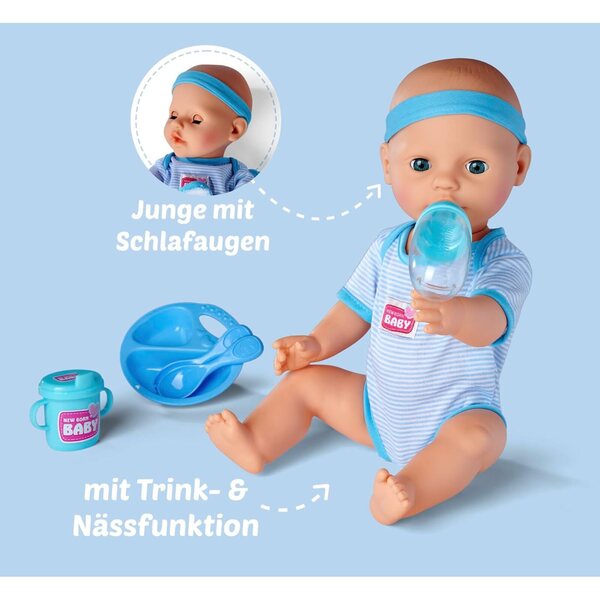 Simba New Born Baby Bambino 43cm con Funzioni Realistiche e Accessori Completi