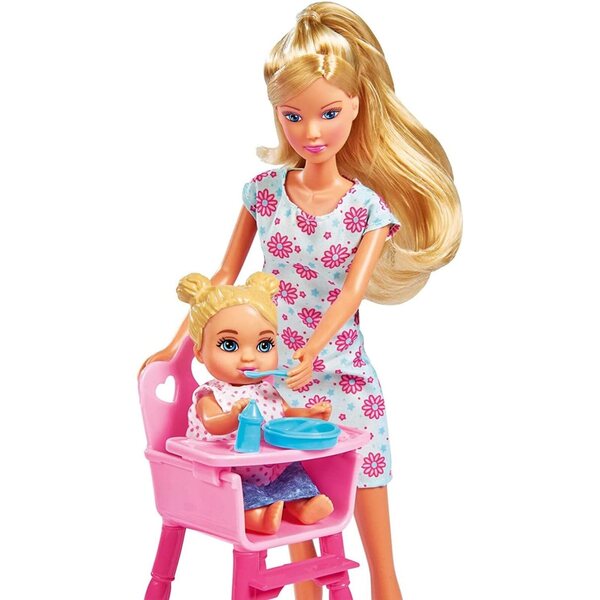 Simba Steffi Love Baby World Bambole-Spielset con Steffi e 3 Babys, accessori inclusi