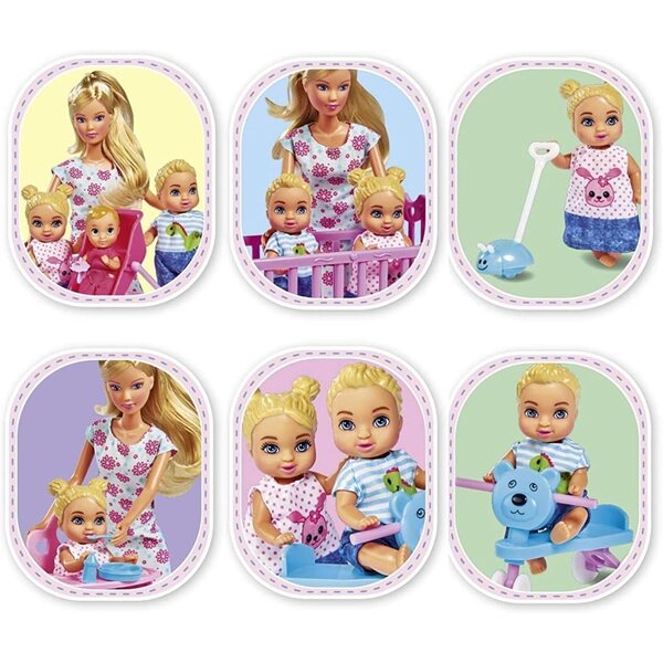 Simba Steffi Love Baby World Bambole-Spielset con Steffi e 3 Babys, accessori inclusi