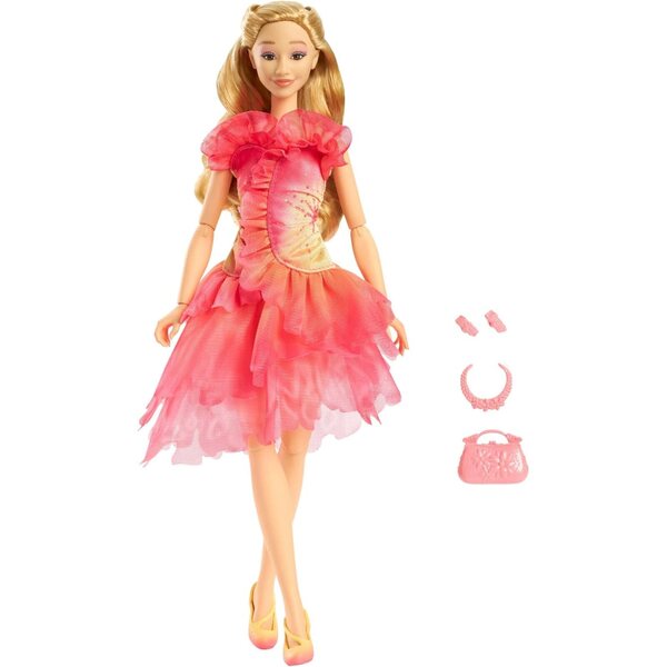 Mattel Glinda Modepuppe mit rosa Kleid und Accessoires – bewegliche Puppe