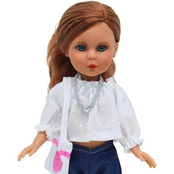 Folk Artesanía Naia Original Poupée da Collezione 35 cm con Jeans e Blusa