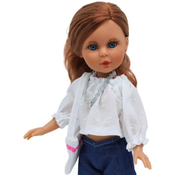 Folk Artesanía Naia Original Poupée da Collezione 35 cm con Jeans e Blusa
