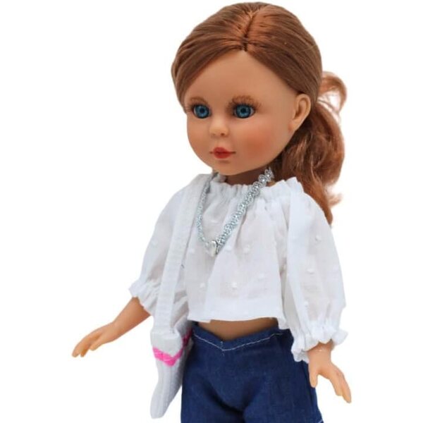 Folk Artesanía Naia Original Poupée da Collezione 35 cm con Jeans e Blusa