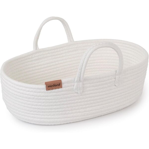 Miniland Tragekorb in Cotone Bianco per Bambole fino a 40 cm con Manici