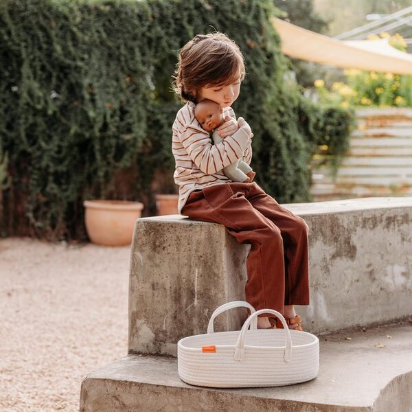 Miniland Tragekorb in Cotone Bianco per Bambole fino a 40 cm con Manici