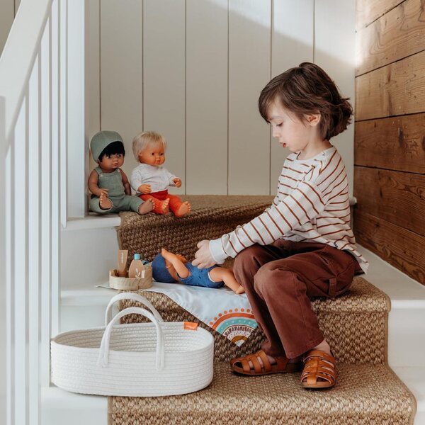 Miniland Tragekorb in Cotone Bianco per Bambole fino a 40 cm con Manici