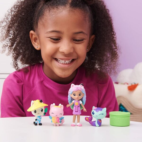 Gabby's Dollhouse Regenbogen Figuren-Set mit 3 Katzen und Überraschungsbox für Kinder ab 3 Jahren