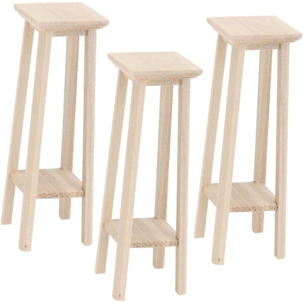 iplusmile 3 Mini Sgabelli Portavasi in Legno per Decorazioni Miniature 8,9x2,8 cm