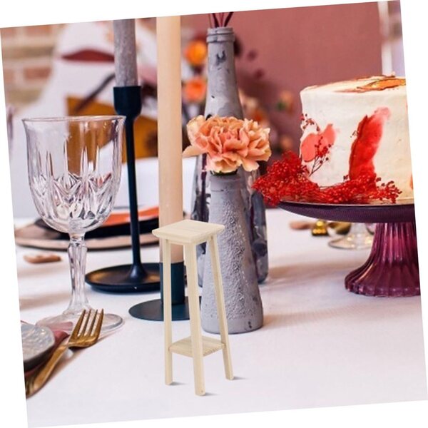 iplusmile 3 Mini Sgabelli Portavasi in Legno per Decorazioni Miniature 8,9x2,8 cm