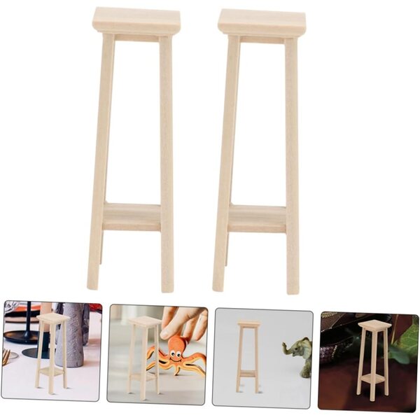 iplusmile 3 Mini Sgabelli Portavasi in Legno per Decorazioni Miniature 8,9x2,8 cm