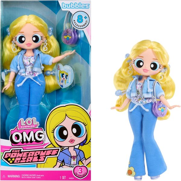 L.O.L. Überraschung! OMG The Powerpuff Girls Puppe Bubbles mit exklusiven Outfits und Accessoires