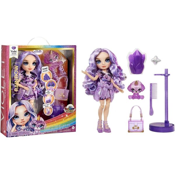 Rainbow High Violet Poupée à la mode 28 см с искряща слуз и животинска магия