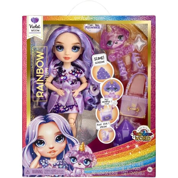 Rainbow High Violet Poupée à la mode 28 см с искряща слуз и животинска магия
