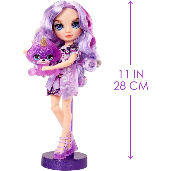Rainbow High Violet Poupée à la mode 28 см с искряща слуз и животинска магия
