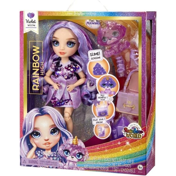 Rainbow High Violet Poupée à la mode 28 см с искряща слуз и животинска магия