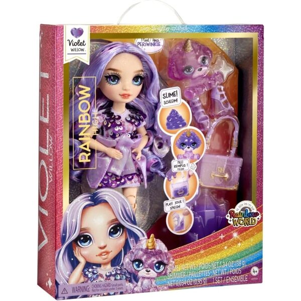 Rainbow High Violet Poupée à la mode 28 см с искряща слуз и животинска магия