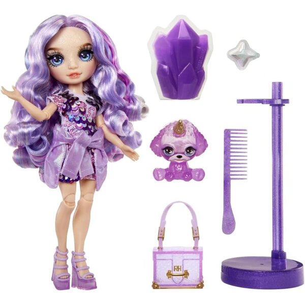 Rainbow High Violet Poupée à la mode 28 см с искряща слуз и животинска магия