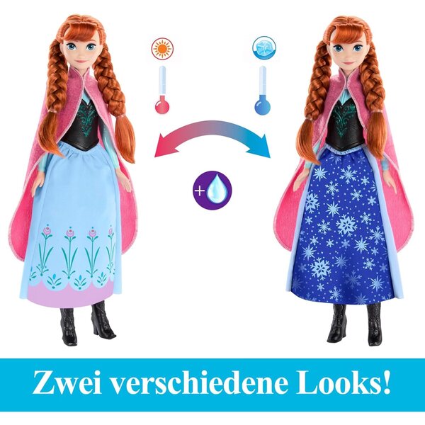Mattel Disney Frozen Poupée Anna con Gonna Magica a Cambiamento di Colore e Accessori