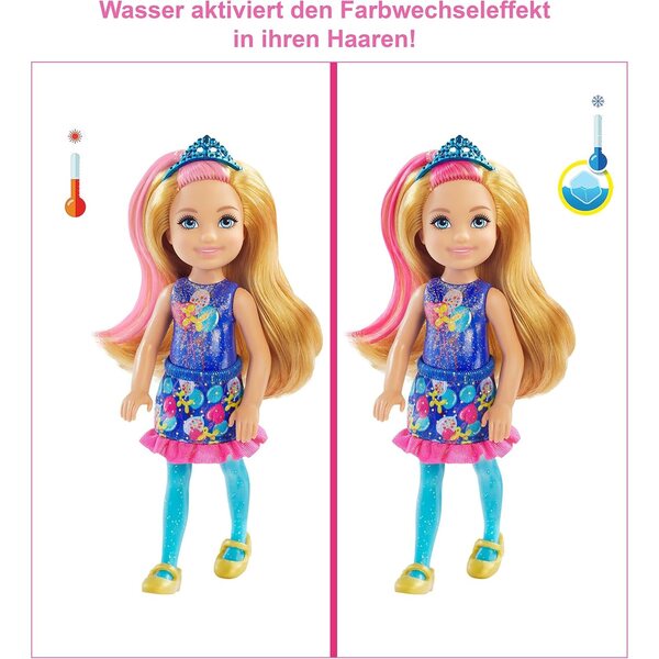 Barbie Chelsea Color Reveal Party-Serie mit 6 Überraschungen und farbenfrohen Effekten