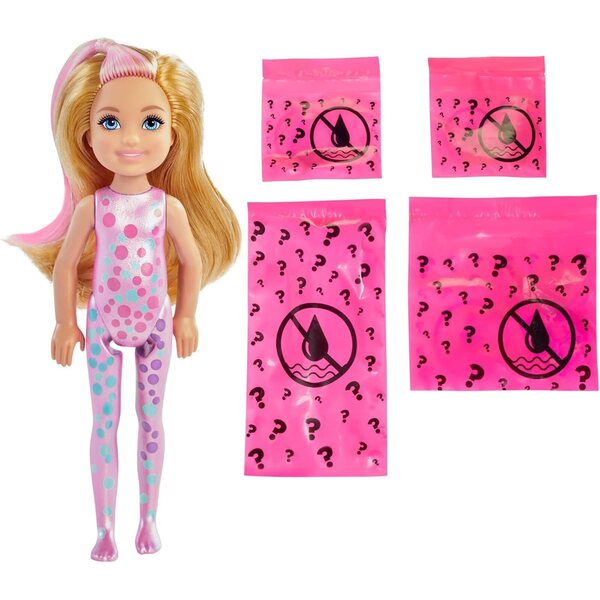 Barbie Chelsea Color Reveal Party-Serie mit 6 Überraschungen und farbenfrohen Effekten