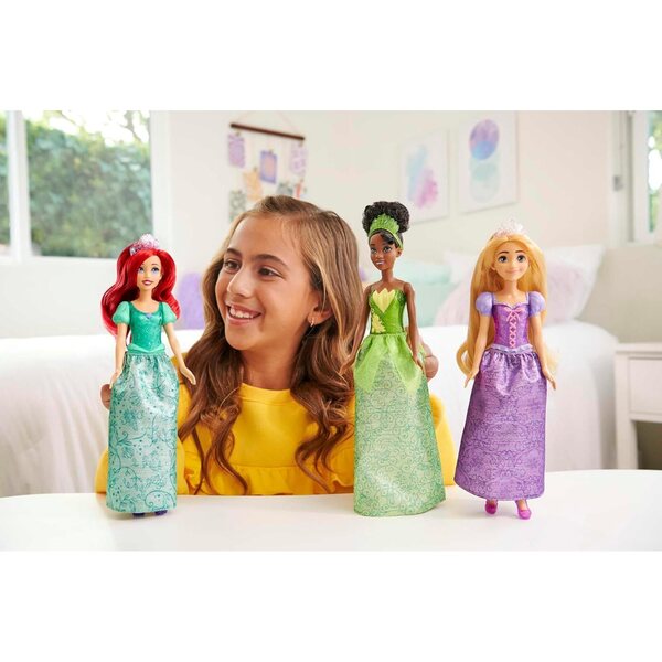 Disney-Prinzessinnen 3er-Pack: Tiana, Rapunzel, Arielle mit Accessoires und Haaren zum Kämmen