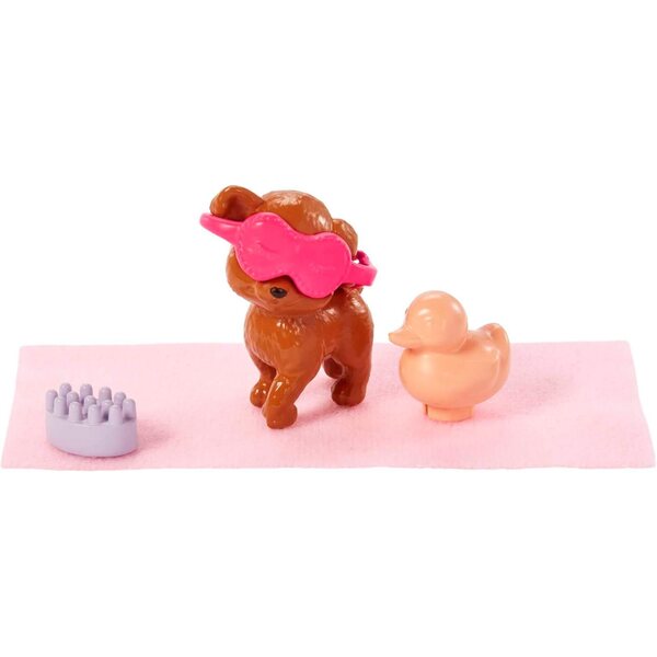 Barbie Wellness-Set mit Limettenbademantel, Welpe und Entspannungszubehör